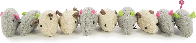 SmartyKat Skitter Critters Value Pack Catnip Cat Toys - Gray/Cream, Set of 10