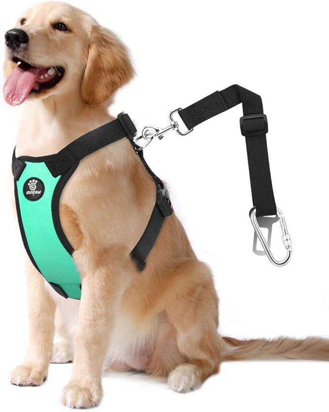 Dog Seat Belt, Safety Vest Dog Car Harness with Adjustable Buckle Dog Seat Belt for Vehicle Nylon Pet Safety Seat Belts Heavy Duty(XL, Lake Blue)
