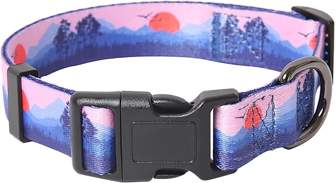 HEELE Dog Collar, Adjustable Soft Dog Collar for Small Medium Large Dogs,Floral Patterned Puppy Collars with Quick Release Buckle M Length 13.39''-20.87''