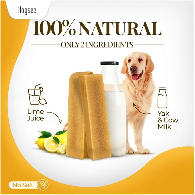 Dogsee Original Yak Cheese Himalayan Dog Chews 1lb (Medium - 6 Bars) | 100% All Natural | Dog Treats Medium Breed | Dog Chews Long Lasting for Aggressive Chewers | High Protein | Dental Sticks