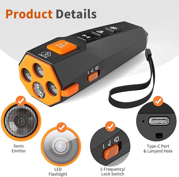 Dog Bark Deterrent Devices - Ultrasonic Dog Bark Deterrent - 4X Dog Barking Silencer with 23 FT Range - Ultrasonic Dog Barking Silencer - 2 in 1 Antibarking Device for Dogs