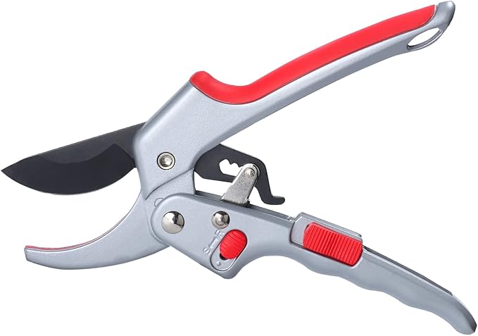 Garden clippers, premium Germany pruners, Work 3 times easier, professional ratchet pruning shears, cutting rose, flower, hedge, stem, tree, Sharp gardening scissors, Arthritis weak hand snips