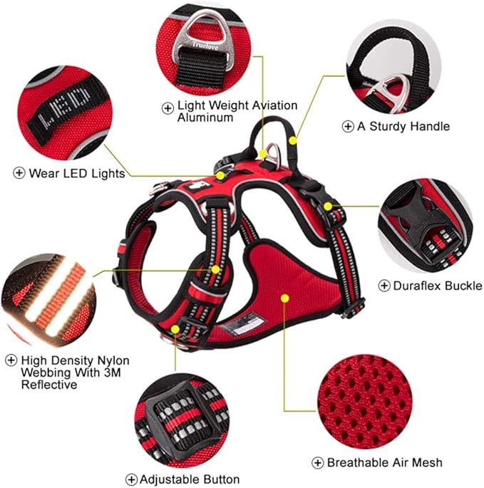 TRUE LOVE Dog Harness No Pull Nylon Reflective Pet Harness Adjustable Comfortable Control Step-in Brilliant Colors Truelove TLH56512 Grass Green