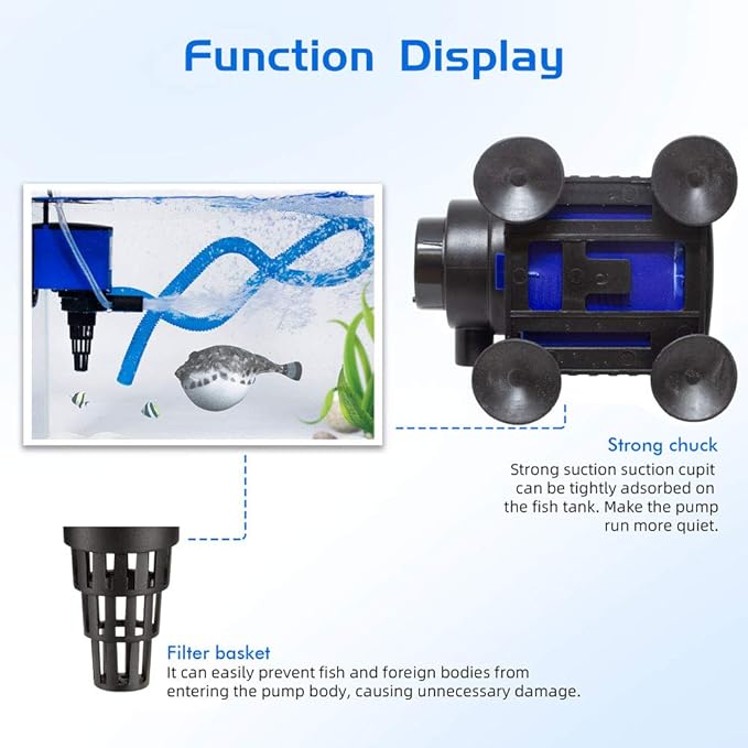 Water Pump 320 GPH Submersible Internal Aquarium Powerhead Water Pump Ultra Quiet for Aquarium,Fish Tank-2 Pack -2 Pack