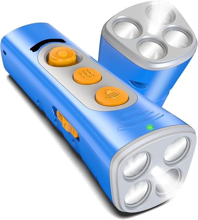 MODUS 2025New Anti Barking Device, 4X Ultrasonic Emitters Dog Bark Deterrent Device, Rechargeable Dog Barking Control Devices with 50ft Range Dog Training Tool, Alternative to Dog Shock Collar (Blue)