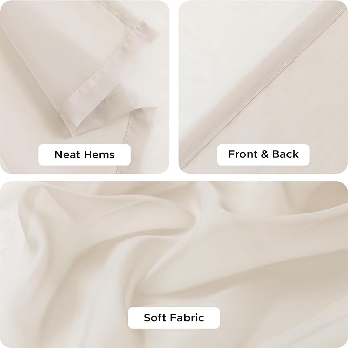 All Weather Outdoor Sheer Patio Curtains 8 Pcs Rod Pocket Sheer Outdoor Curtains for Porch, Balcony, Gazebo, Pergolas, Cabana, Beige, 54x84 Inch