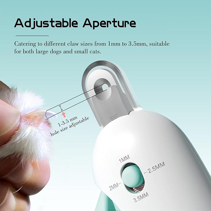 Dog Nail Clipper Cat Nail Trimmer, Adjustable Aperture, Safety-First Design, Inbuilt Nail File for Pets Claw Care Pet Grooming