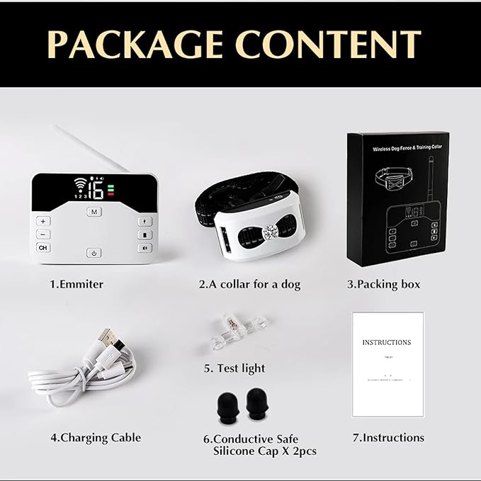 Wireless Dog Fence Electric Training Collar 2 in 1, Dog Boundary Containment System, Beep & Shock Dog Fence with Waterproof Collar, Adjustable Control Range, Pet Fence for Stubborn Dogs,for2dogs