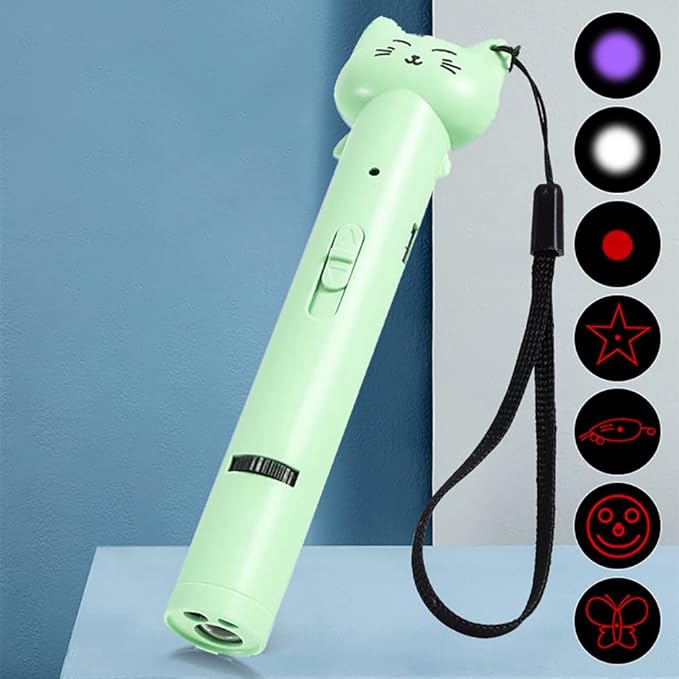 PARTSPOWER Laser Pointer Interative Cat Toy for Cats to Chase, Rechargeable Red Laser Light Pointer Exercises Training Tool for Kittens Cats Dogs (Green)