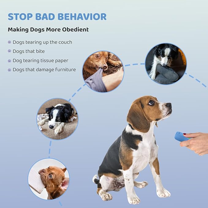 Dog Bark Deterrent Device - Rechargeable Ultrasonic Anti Barking Device for Dogs Effective Control up to 50 Ft Safe and Humane for Indoor and Outdoor Use Blue