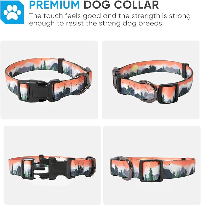 HEELE Dog Collar, Adjustable Soft Dog Collar for Small Medium Large Dogs,Floral Patterned Puppy Collars with Quick Release Buckle S Length 9.84''-14.96'