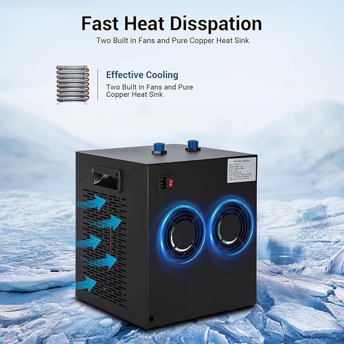 Aquarium Chiller, 1/3HP Aquarium Cooler 79gal Fish Tank Water Chiller with Quiet Compressor for Saltwater/Freshwater Tanks & Hydroponic(Axolotl Coral Jellyfish),300L, Black