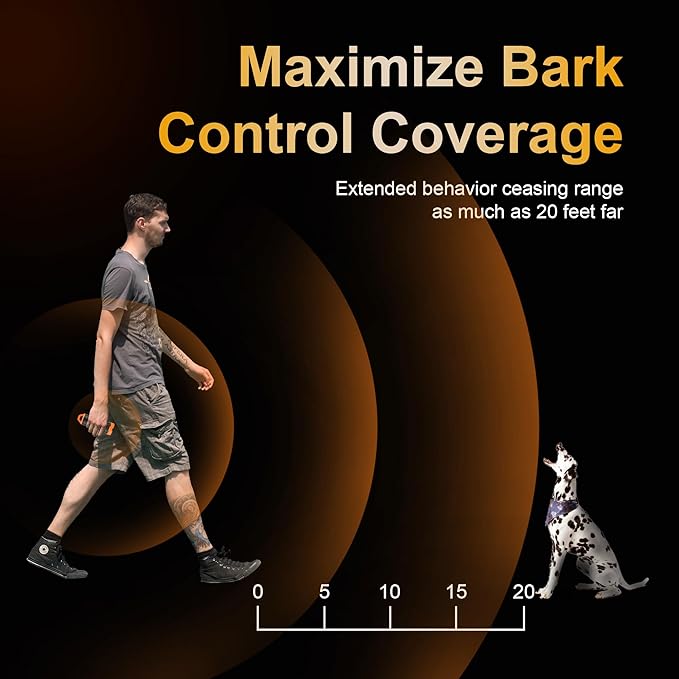 New Dog Bark Deterrent Devices, Professional Dog Training Tool, Anti Bark Device for Dogs, w/ 3X Sonic emitters 50ft Range for Dog Training, Alternative to bark Collar,Orange