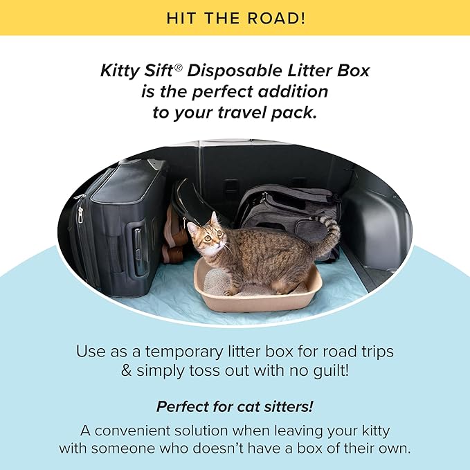 Kitty Sift (6-Pack) Disposable Cat Litter Box, Sustainable, Clean - Jumbo, 6-Pack