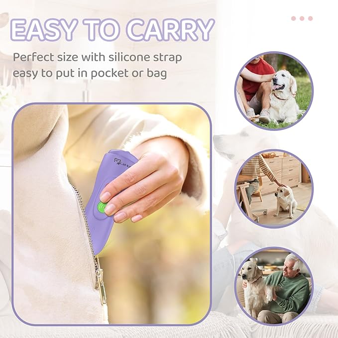 Dog Bark Deterrent Device - Rechargeable Ultrasonic Anti Barking Device for Dogs Effective Control up to 50 Ft Safe and Humane for Indoor and Outdoor Use Purple