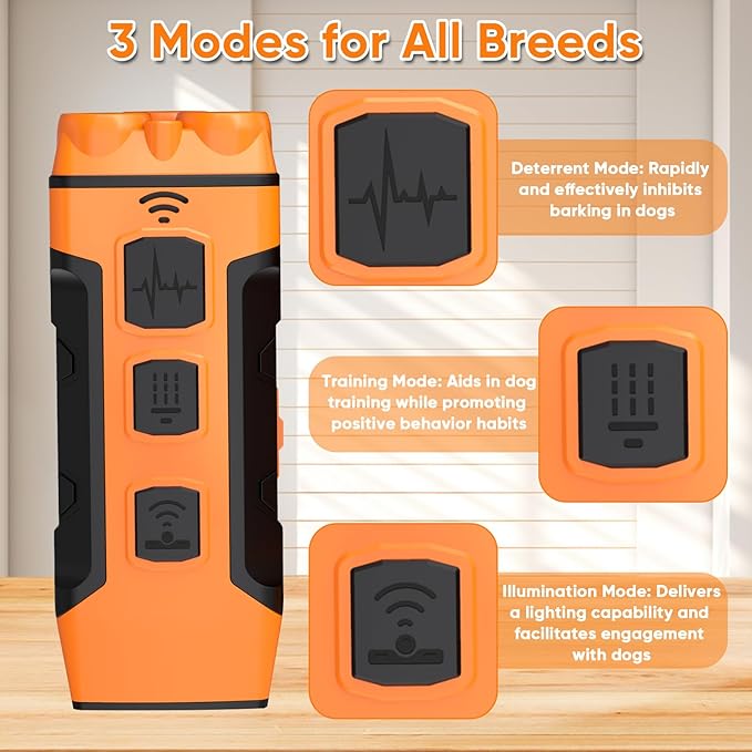 Dog Bark Deterrent Device, Ultrasonic Anti-Barking Trainer, Safe & Effective Portable Bark Control for Dogs Indoor & Outdoor Use, Long Distance Ultrasonic Stop Barking Neighbors Dog
