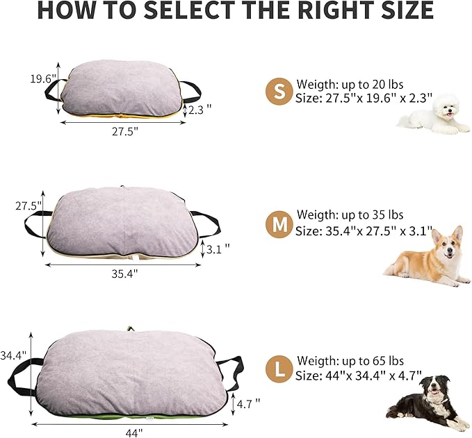 Portable Waterproof Dog Mat for Camping, Patio & Travel - Foldable Outdoor Dog Bed with Teflon Shell & Removable Plush Pad - Easy Clean, Durable - M (Khaki)