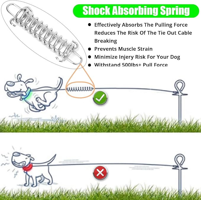 Jenico Dog Tie Out Cable - 70 FT Runner Cable with Swivel Hook, Outdoor and Camping Dog Leash Tether, Rust-Proof Training Line for Small to Medium Pets Up to 500 LBS