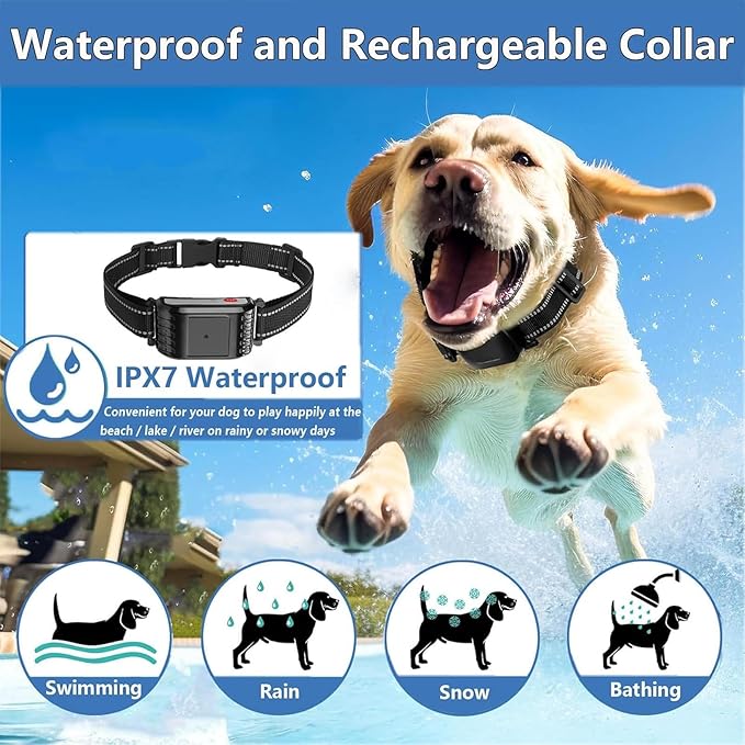 Wireless Dog Fence, Electric Dog Fence & Remote Training Collar, Vibration & Shock, IP65 Waterproof Collar for Large and Medium Dogs with 3 Training Modes, Dog Container Boundary System,for3dogs