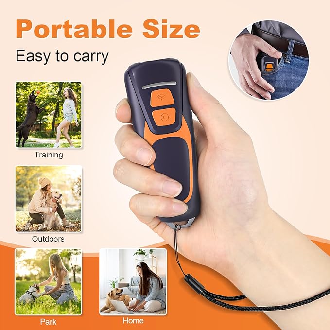 Dog Bark Deterrent Devices, Rechargeable Ultrasonic Anti Barking Device for Dogs, Dog Bark Control Devices 50FT Range Safe for Dogs & Human Portable Indoor Outdoor, Dog Training