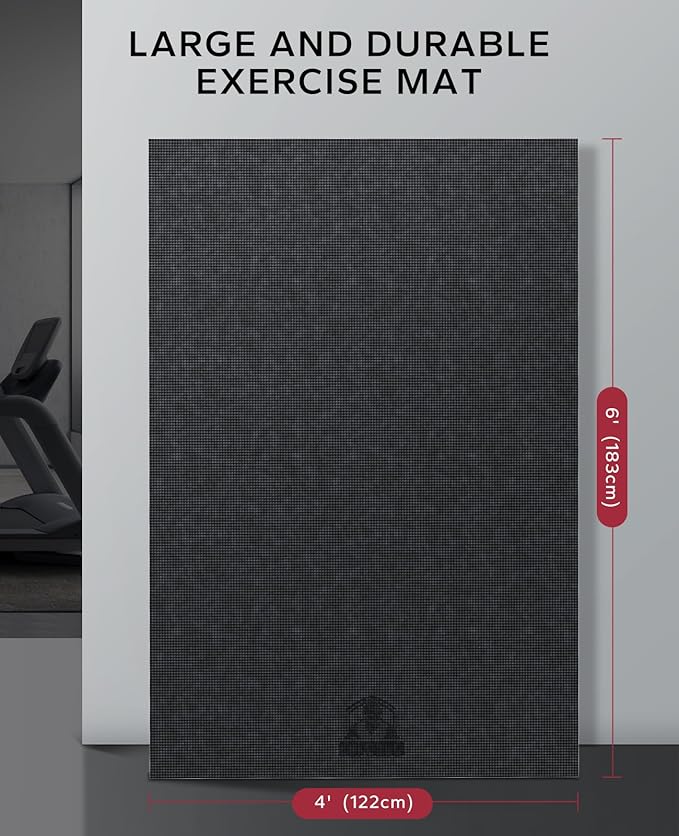 HAPBEAR Extra Large Exercise Mat-7'x5'/6'x8'/6'x9'/6'x10'/6'x12'x8mm(1/3 inch),Non-Slip, Ultra Durable, Thick Workout Mats for Home Gym Flooring Cardio, Yoga Mats for Fitness, High-Density Exercise Mat, Shoes-Friendly