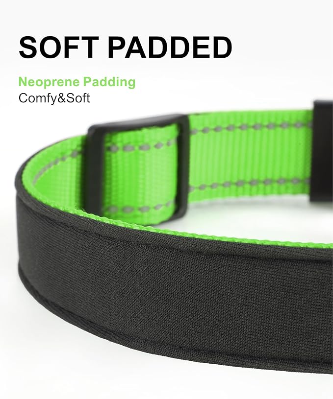 TagME Airtag Dog Collar,Waterproof Reflective Pet Collar with Airtag Holder,Soft Padded and Double D-Rings for Extra Large Dogs,Green
