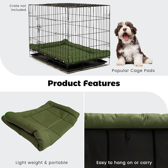 Miguel Oxford 900D Outdoor Waterproof Dog Bed for Metal Dog Crates Water-Resistant All Weather Pet Mat Durable Easy Wipe Clean Travel Indoor Outdoor Puppy Cat Crate Bed 36inch, Green