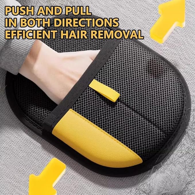 Pet Hair Removal Gloves Brush, Reusable Cat Dog Electrostatic Hair Remover Grooming Glove Tool (1 Pack Black)
