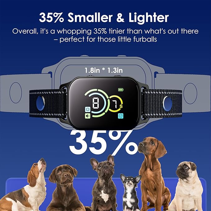 Dog Bark Collar,Bark Collar for Small Dogs,Humane Barking Collar,AUTO Barking Collar,Adjustable Beep Vibration Modes and 7 Sensitivity(Black)