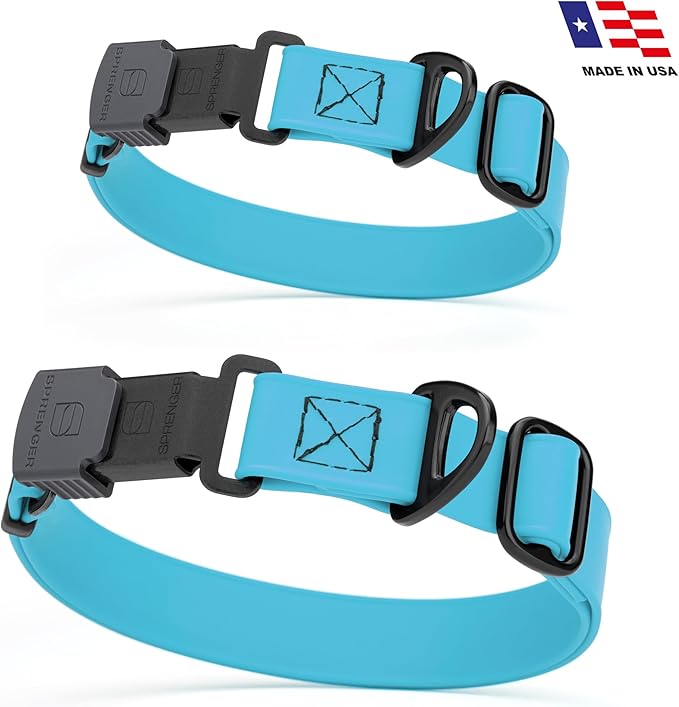 Dogline Biothane Waterproof Dog Collar with Herm Sprenger Stainless Steel Quick Release Buckle – Heavy Duty Tactical Durable Collar for Dogs – Comfortable and Safe Pet Collar, W 1" L 15-25" Sky Blue