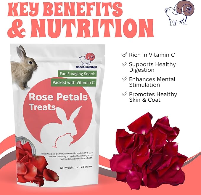 Snout and Shell Floral Favorites 4-in-1 Natural Treats for Small Pets – Pea Flakes, Marigold, Rose Petals & Hibiscus – Healthy Snacks for Rabbits, Guinea Pigs, Chinchillas & More