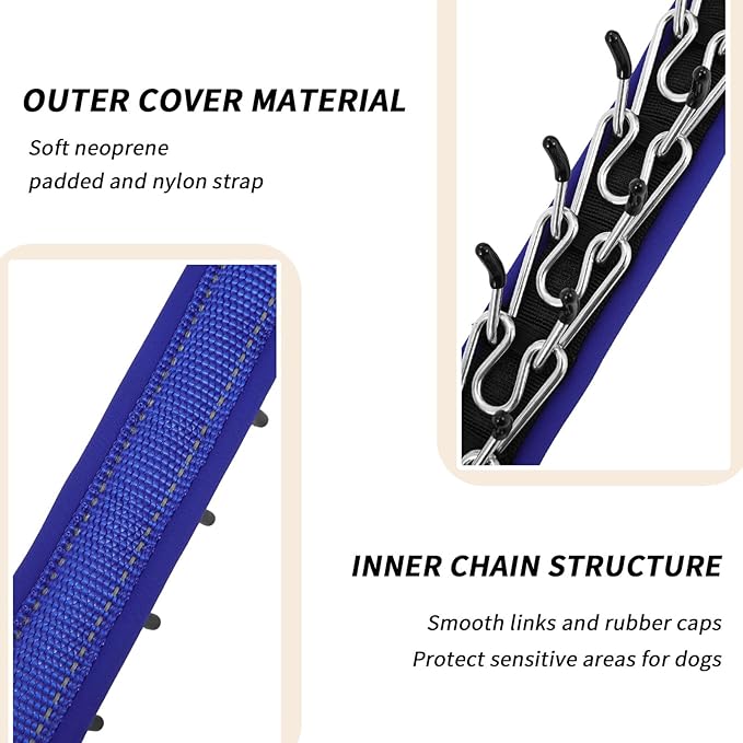Martingale No Pull Dog Collar for Large Medium Small Dogs, Heavy Duty Nylon Reflective Adjustable Anti Pull Slip Collar with Buckle for Training Walking L Dark Blue
