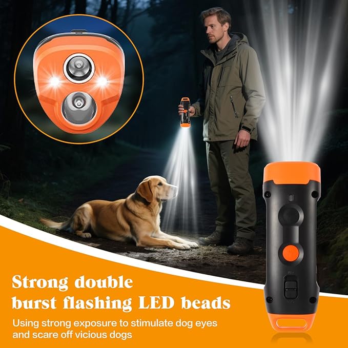 Dog Bark Deterrent Device-Rechargeable Anti-Barking Device for Dogs 40ft Long-Range Dog Training Tool, 3 Modes & LED Light for Dogs Training - Indoor & Outdoor