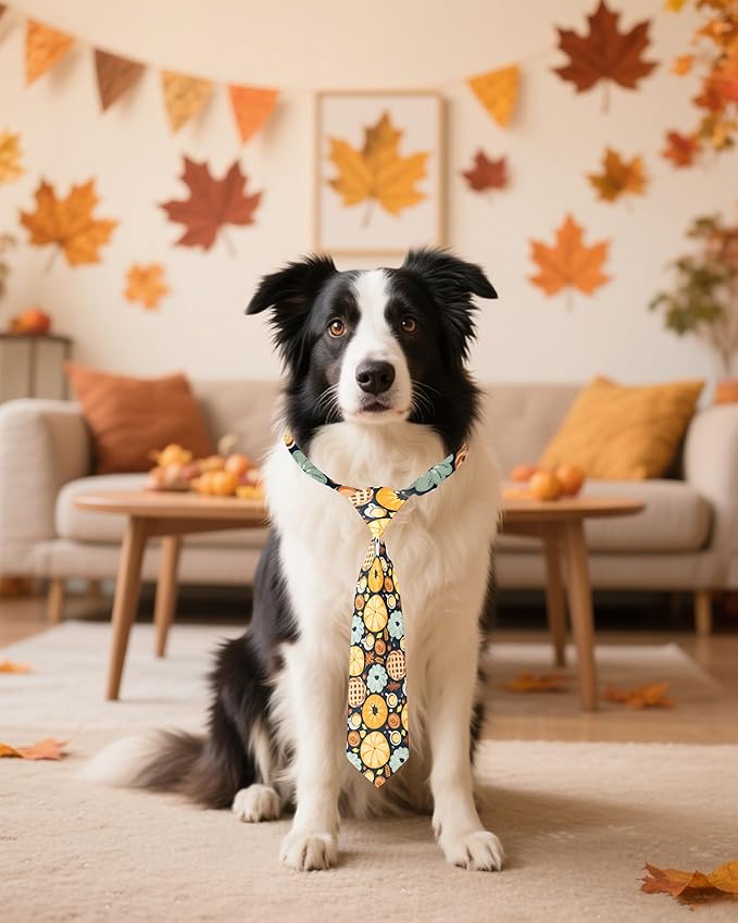 PET SHOW 10 Pack Fall Big Dog Ties Neckties for Large Breed Dogs XL Pumpkin Maple Leaf Adjustable Neck Ties Girl Boy Pets Autumn Costumes Dog Holiday Grooming Accessories Wedding Party Gift Favor