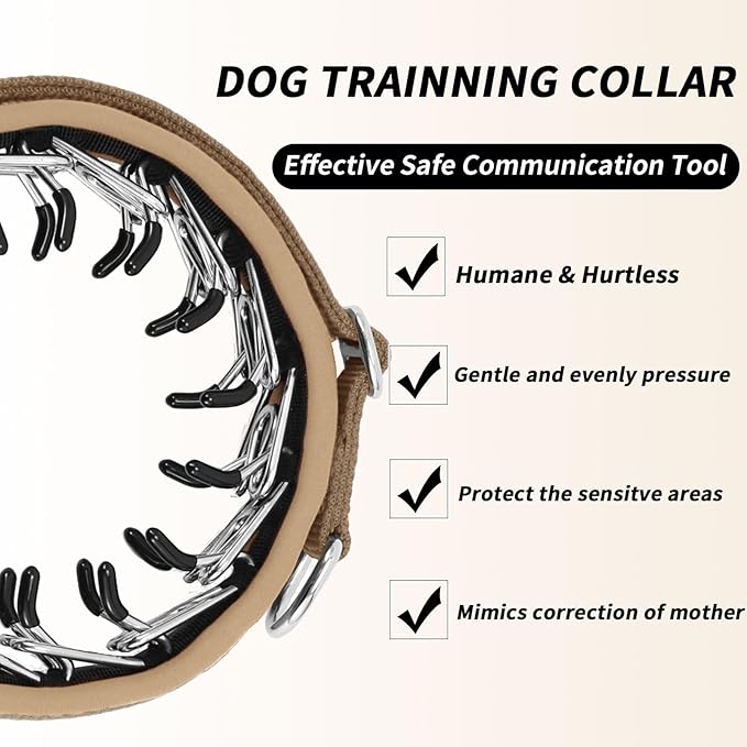 Martingale No Pull Dog Collar for Large Medium Small Dogs, Heavy Duty Nylon Reflective Adjustable Anti Pull Slip Collar with Buckle for Training Walking L Khaki