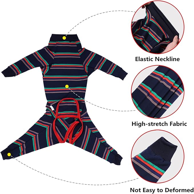 Recovery Suit, Blue, Small - Cotton/Spandex, Breathable Dog Apparel for Medium or Large Breeds, Postoperative Shirts Prevent Licking Wounds, E-Collar Alternative