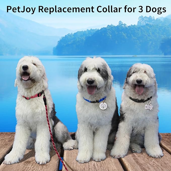 PetJoy Shock Collar Replacement Collar Strap, Bark Collar Replacement Strap 3-Packs, 3/4 Inch Dog Collar with Quick Release Buckle, Length 8-27 Inches and D-Ring