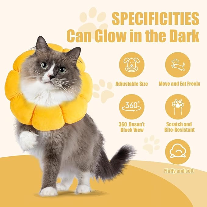 HOMBYS Soft Dog Cone for Dogs and Cats, Cute & Fluffy Flower Shape for Claming, Adjustable Dog Collar Alternative After Surgery, Protective Elizabethan Collar for Dogs Recovery & Stop Licking, S
