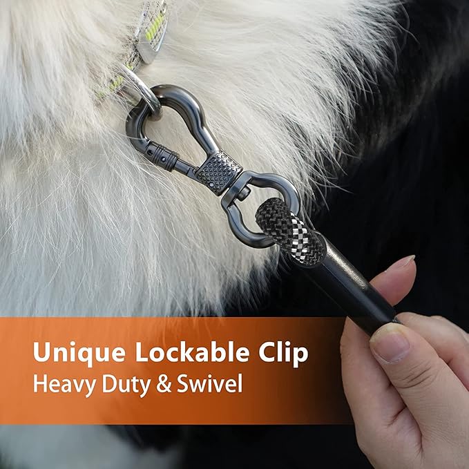 Long Dog Leash for Training 10FT/15FT/20FT/30FT/40FT/50FT/100FT, Reflective Leash with 2 Hooks, Heavy Duty Dog Lead for Large Medium Small Dogs Outside Walking, Camping, or Yard，Black 10FT