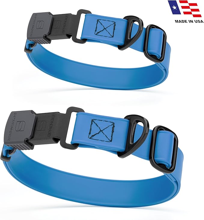 Dogline Biothane Waterproof Dog Collar with Herm Sprenger Black Stainless Steel Quick Release Buckle – Heavy Duty Tactical Durable Collar for Dogs – Comfortable and Safe Pet Collar W3/4" L12-19 Blue