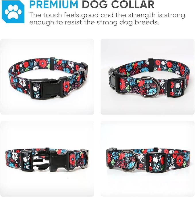 HEELE Dog Collar, Adjustable Soft Dog Collar for Small Medium Large Dogs,Bohemia Patterned Puppy Collars with Quick Release Buckle XS Length 8.5''-11''