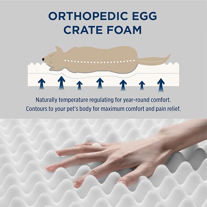 Bedsure XL Dog Beds Large Sized Dog -Orthopedic Flat Extra Large Pet Beds with Removable Washable Cover, Egg Crate Foam Mat, Suitable for Pet Up to 100 lbs