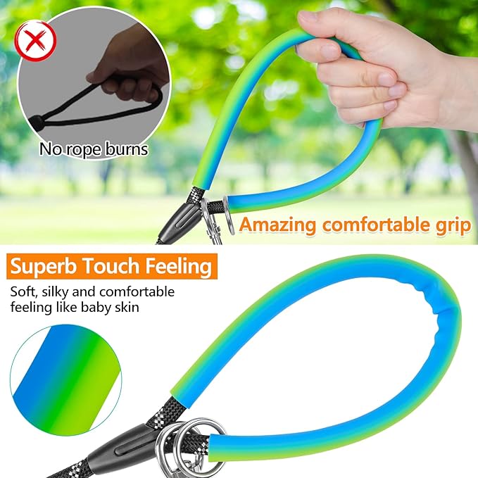 NTR Heavy Duty Dog Leash - 100FT Long Rope with 2 Swivel Hooks, Reflective Threads and Soft Handle for Walking, Hunting, Camping, Backyard - Suitable for Small, Medium and Large Dogs