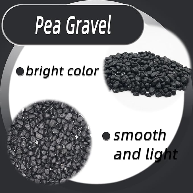Black Pebbles for Crafts, 0.9 Pound Natural Polished Aquarium Gravel, Decorative Pebbles for Indoor Plants, Turtle Tank, Vase, Succulents Cactus, Garden Landscaping