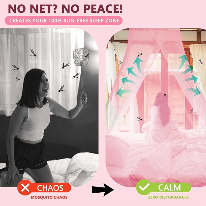 4 Corners Pink Rectangular Mosquito Net for Bed Mosquiteros para Camas Bed Netting Canopy Mosquito Mesh for Camping Outdoor Travel Dormitory Home Bedroom Decor L79 X W47 X H71 Inch