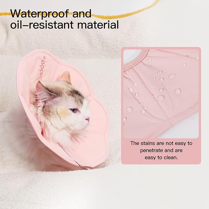 Touchdog Foldable Dog Cone Collar for Cats & Dogs - Adjustable Soft Recovery Collar with Waterproof PU Coating, Lightweight Design, 24.5cm/9.6in Wide Barrier (Pink, XL)