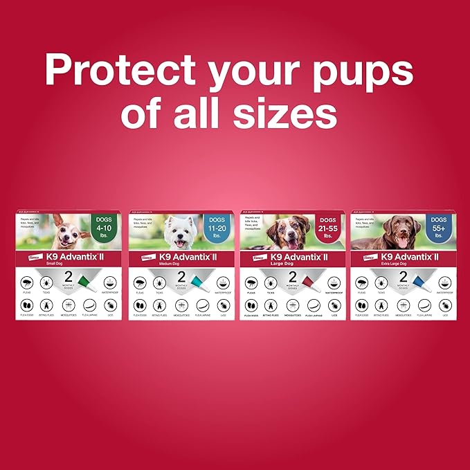 K9 Advantix II XL Dog Vet-Recommended Flea, Tick & Mosquito Treatment & Prevention | Dogs Over 55 lbs. | 6-Mo Supply (Pack of 2)