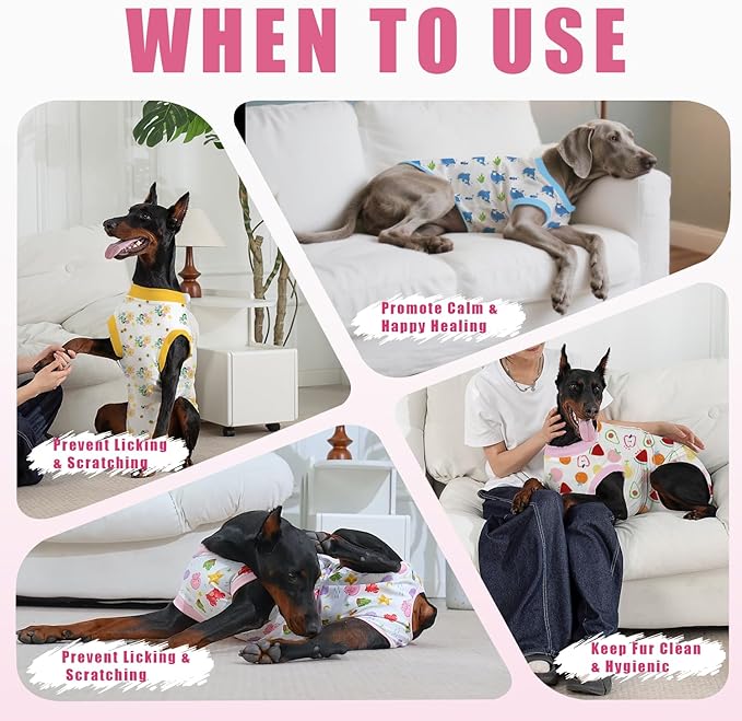 Recovery Suit for Dogs After Surgery, Professional Dog Surgical Suit for Female Spay, Male Neuter, E-Collar & Cone Alternative Dog Onesie for Abdominal Wounds Skin Disease, Jellyfish, L