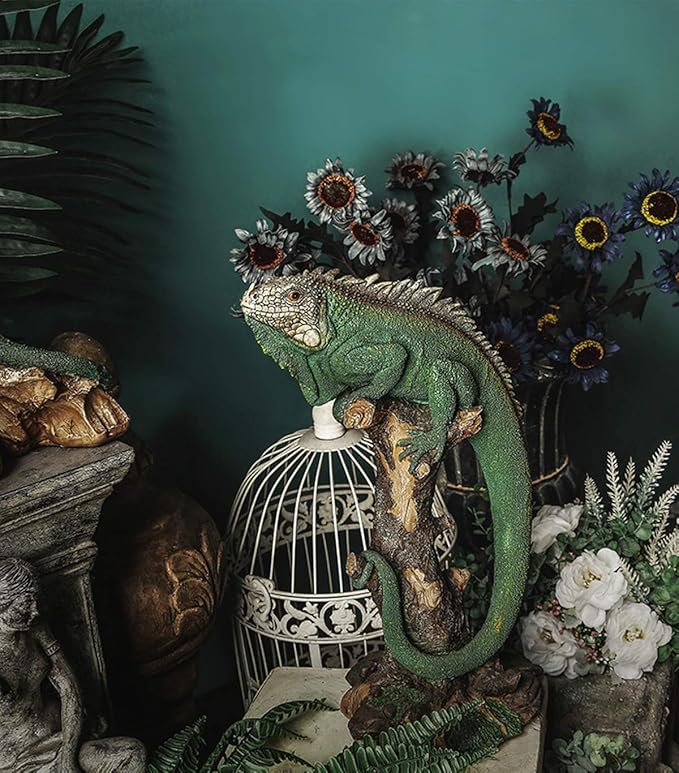 14 Inch Lizard Statue Resin Sculpture Decor Figurines for Home Decor Accents, Living Room Bedroom Office Decoration - Animal Sculptures Collection for Lizard Lovers