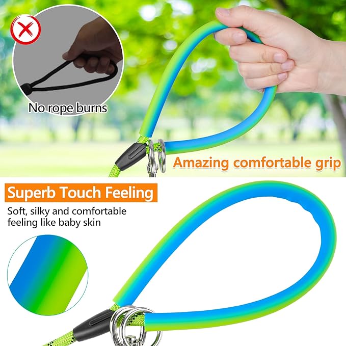 NTR Long Dog Leash, 30FT Check Cord with 2 Swivel Hooks and Comfortable Padded Handle for Pink Leash for Small Medium and Large Dogs Walking Training Hiking Camping Playing